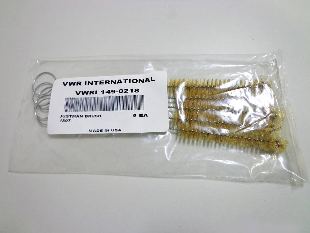 VWR 149-0218  Test Tubes Cleaning Brushes with Natural Bristles.  Pack of 5 Brushes.